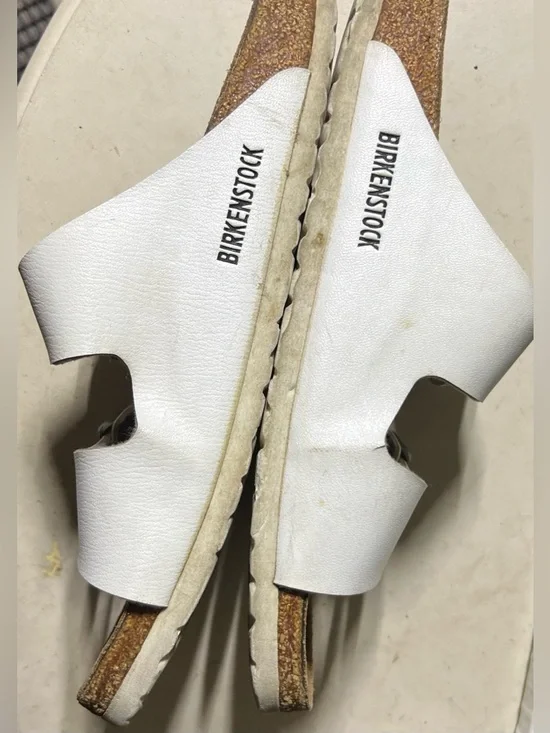 Birkenstock Arizona Double Strap White Leather Sandals Women's Sz 40 US SZ 9-9.5 - Picture 3 of 5